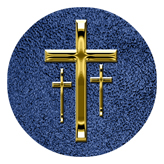 DAROUND 517 GD SH BL Gold 3 Crosses Shimmer Blue Background